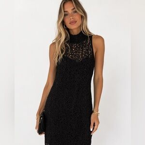 Lauren Ralph Lauren Black Sleeveless Lace Sheath Dress Size 8